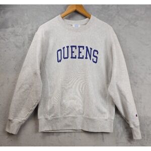 Vintage 90s Champion Reverse Weave Queens University Crewneck Medium Sweatshirt